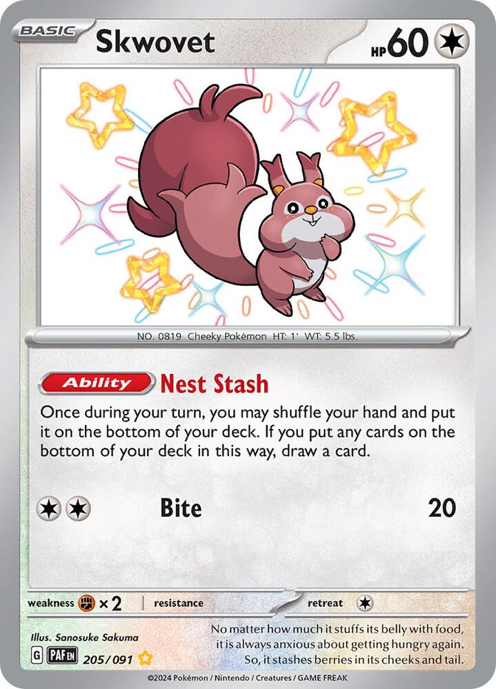 Pokemon Skwovet 205/91 Paldean Fates