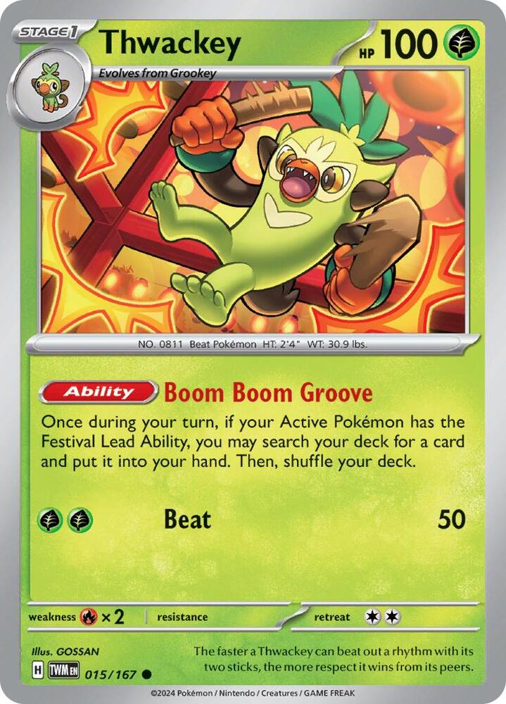 Pokemon Thwackey 15/167 Twilight Masquerade