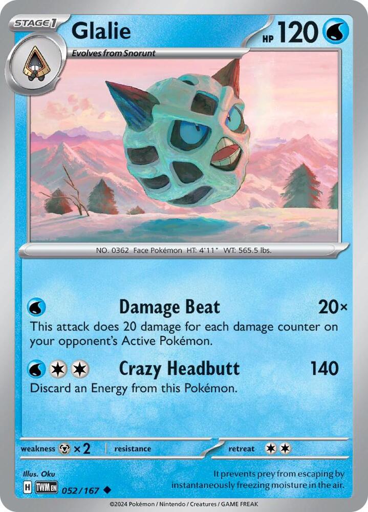 Pokemon Glalie 52/167 Twilight Masquerade