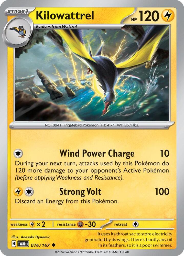 Pokemon Kilowattrel 76/167 Twilight Masquerade