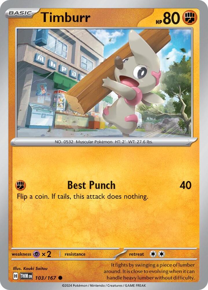 Pokemon Timburr 103/167 Twilight Masquerade