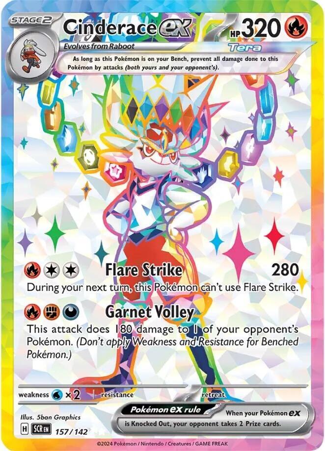 Pokemon Cinderace Ex 157/142 Stellar Crown