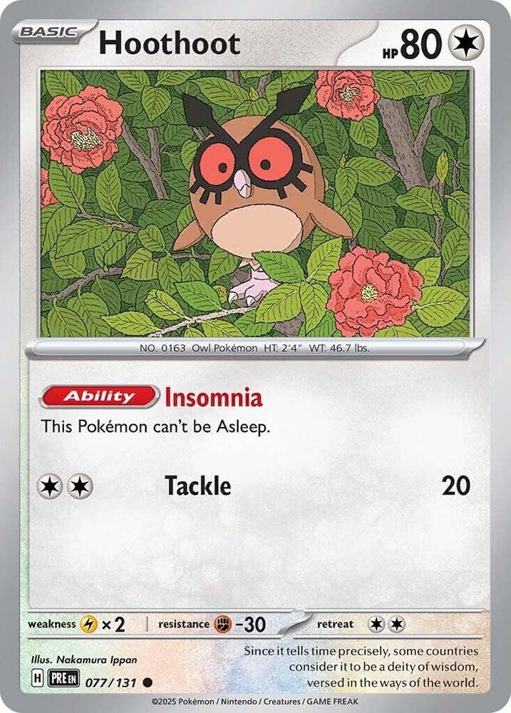 Pokemon Hoothoot 77/131 Prismatic Evolutions