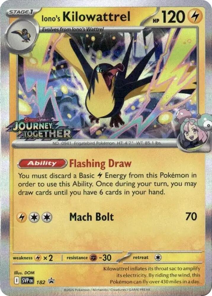 Pokemon Iono's Kilowattrel 182 SVP Black Star Promos