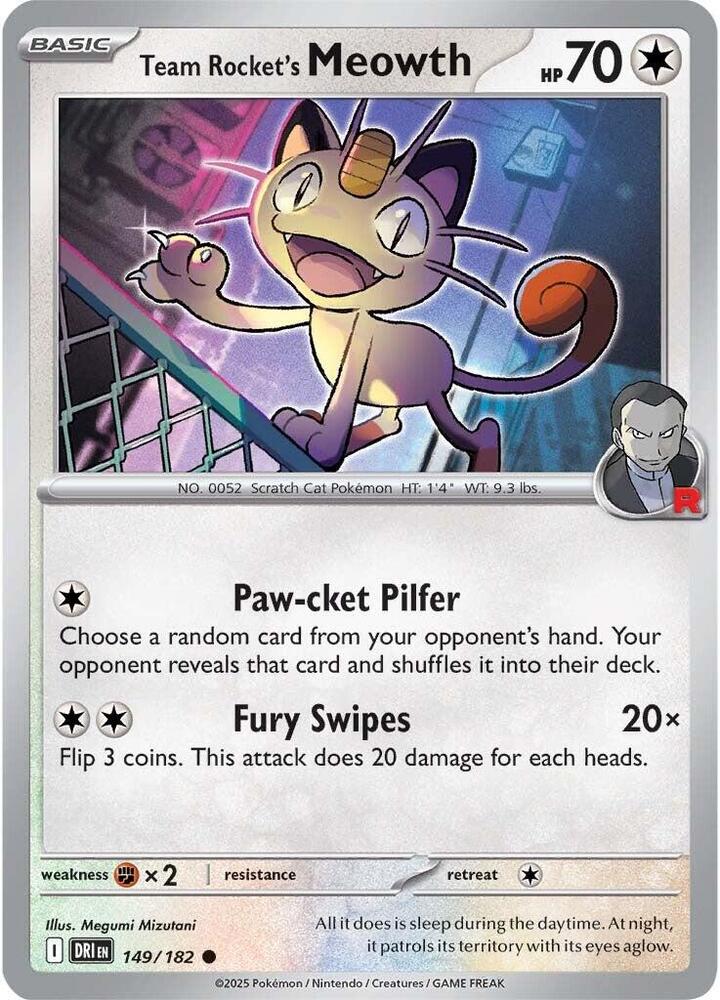 Pokemon Team Rocket's Meowth 149/182 Destined Rivals
