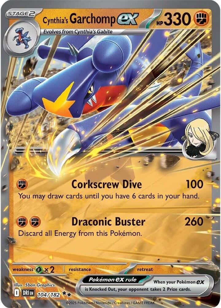 Pokemon Cynthia's Garchomp ex 104/182 Destined Rivals