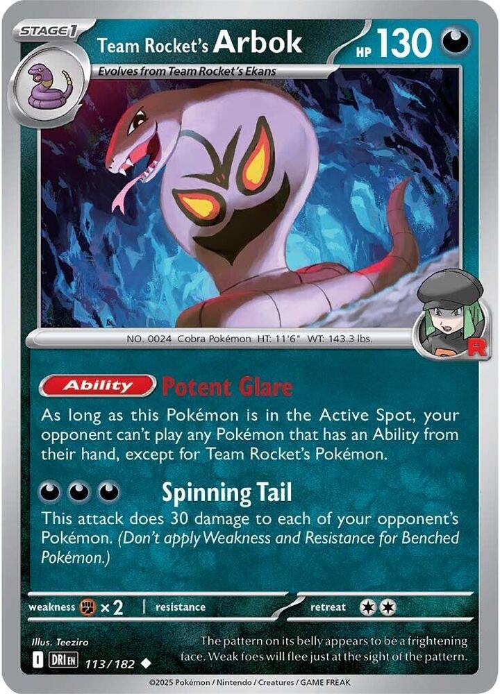 Pokemon Team Rocket's Arbok 113/182 Destined Rivals