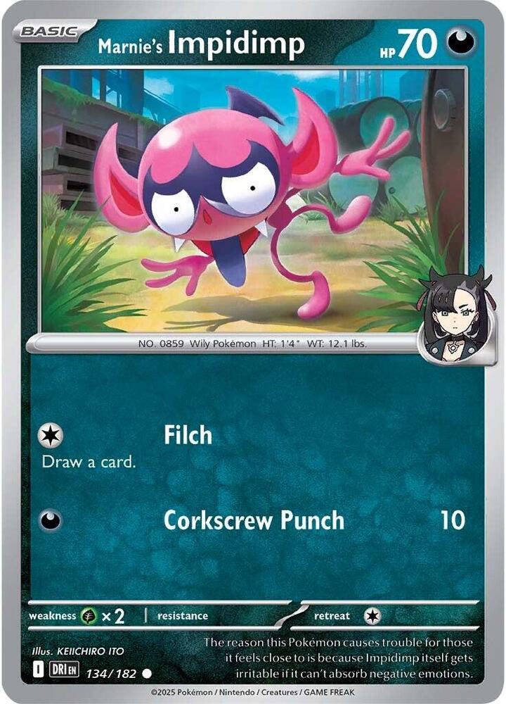 Pokemon Marnie's Impidimp 134/182 Destined Rivals