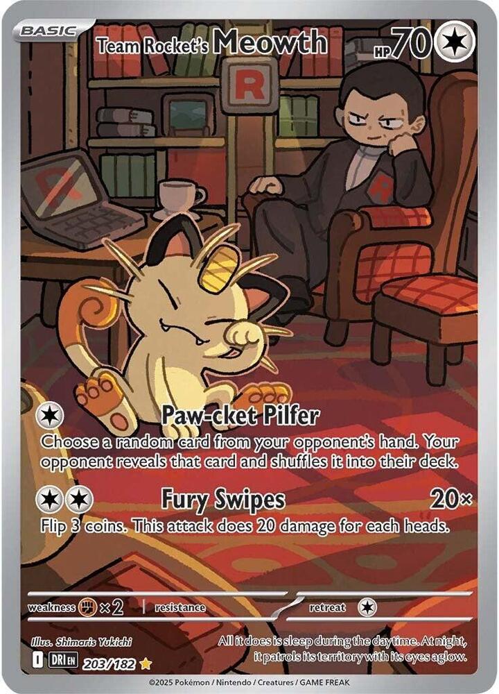 Pokemon Team Rocket's Meowth 203/182 Destined Rivals