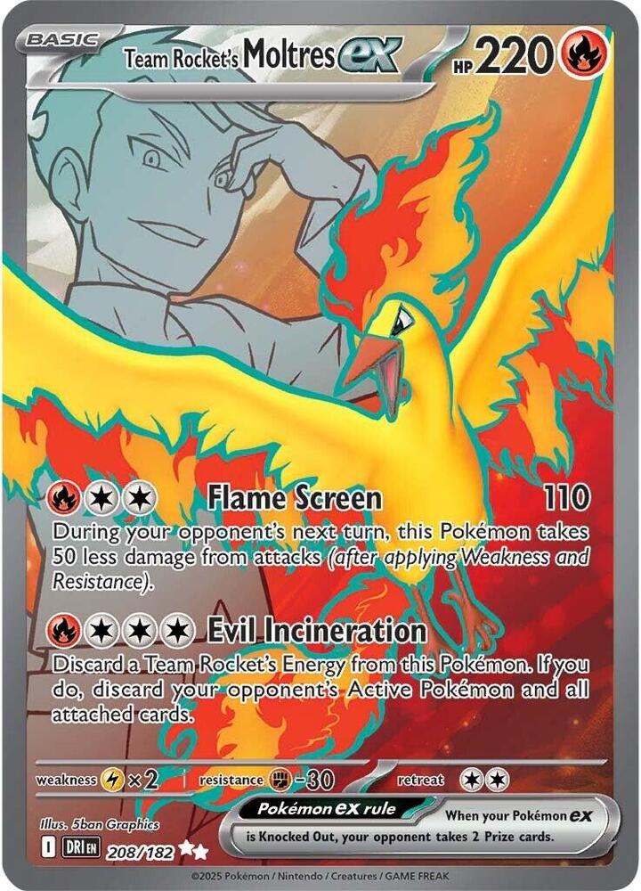 Pokemon Team Rocket's Moltres ex 208/182 Destined Rivals