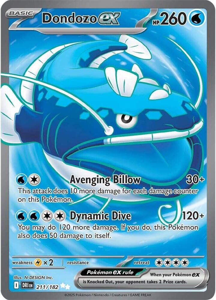 Pokemon Dondozo ex 211/182 Destined Rivals