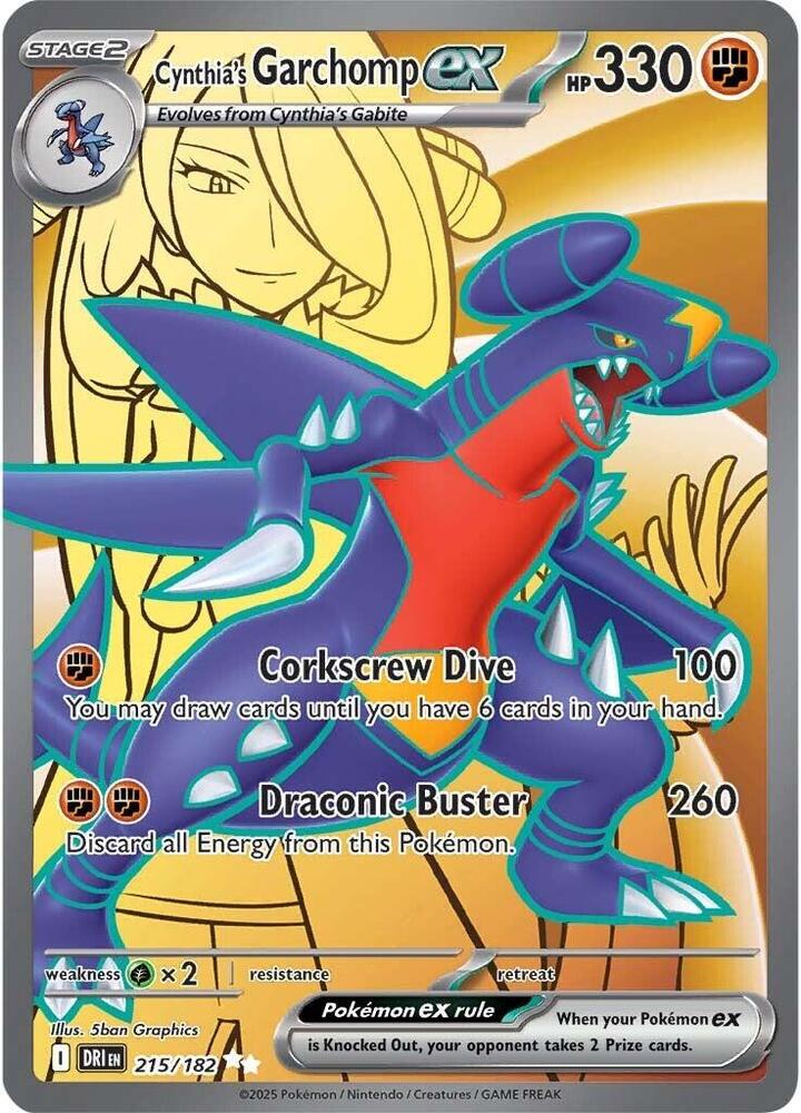 Pokemon Cynthia's Garchomp ex 215/182 Destined Rivals