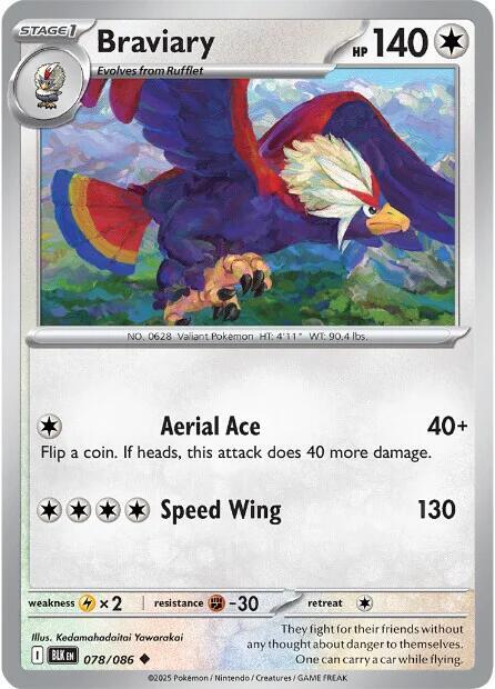 Pokemon Braviary 78/86 Black Bolt