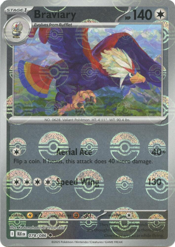 Pokemon Braviary (Poké Ball) 78/86 Black Bolt
