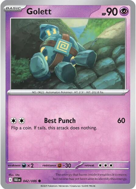 Pokemon Golett (Master Ball) 42/86 Black Bolt