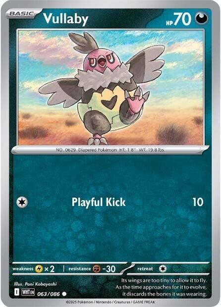 Pokemon Vullaby (Poké Ball) 63/86 White Flare