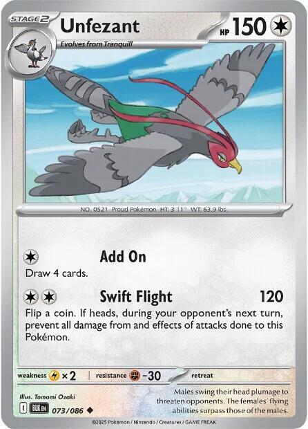 Pokemon Unfezant (Poké Ball) 73/86 Black Bolt