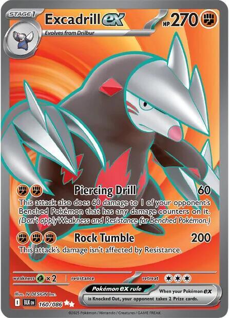Pokemon Excadrill Ex 160/086 Black Bolt