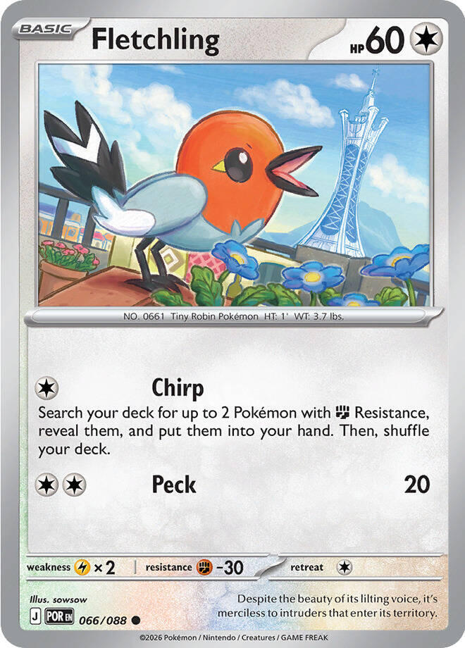 Pokemon Fletchling 066/088 Perfect Order