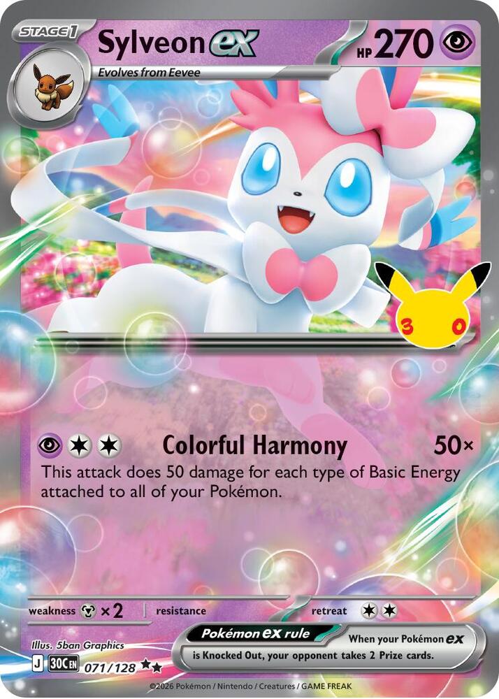 Pokemon Sylveon ex 071/128 30th Celebration