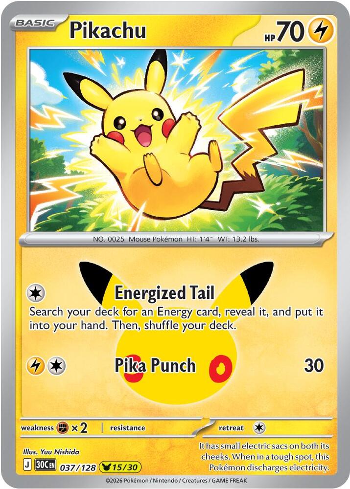 Pokemon Pikachu 037/128 30th Celebration