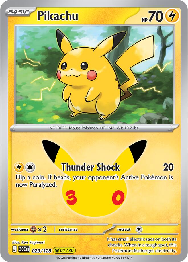 Pokemon Pikachu 023/128 30th Celebration