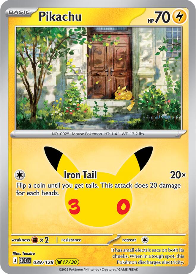 Pokemon Pikachu 039/128 30th Celebration