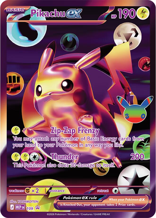 Pokemon Pikachu ex MEP109 30th Celebration