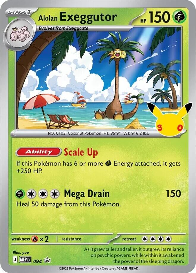 Pokemon Alolan Exeggutor MEP094 30th Celebration