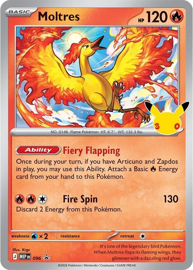 Pokemon Moltres MEP096 30th Celebration
