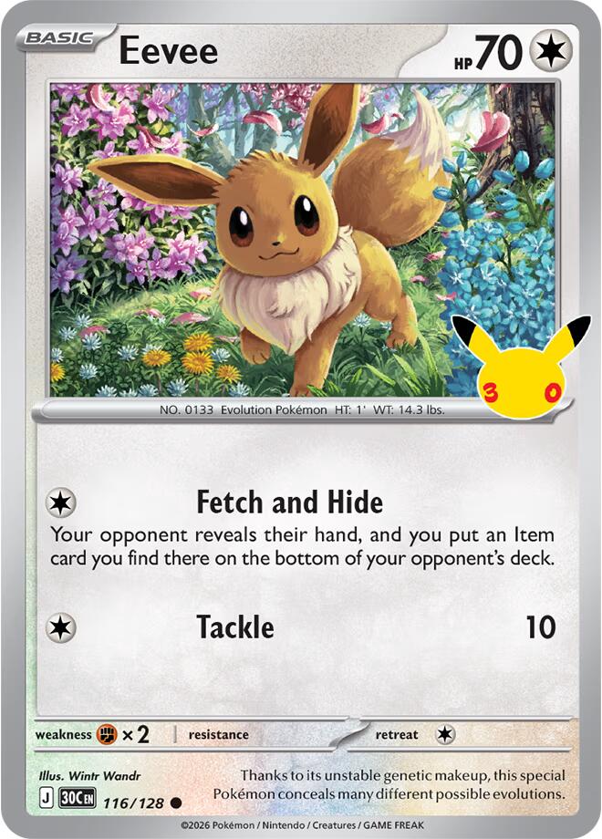 Pokemon Eevee 116/128 30th Celebration