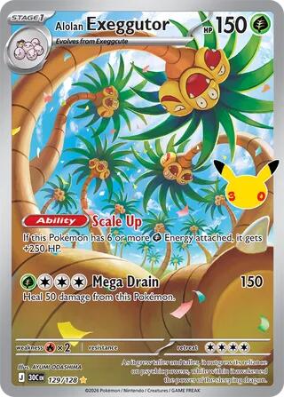 Pokemon Alolan Exeggutor 129/128 30th Celebration