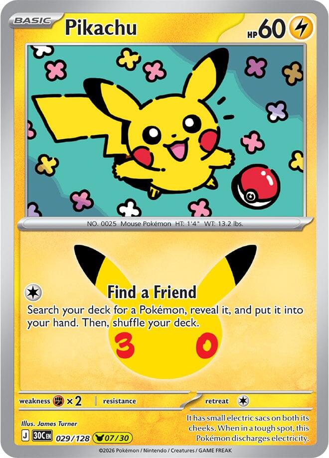 Pokemon Pikachu 029/128 30th Celebration