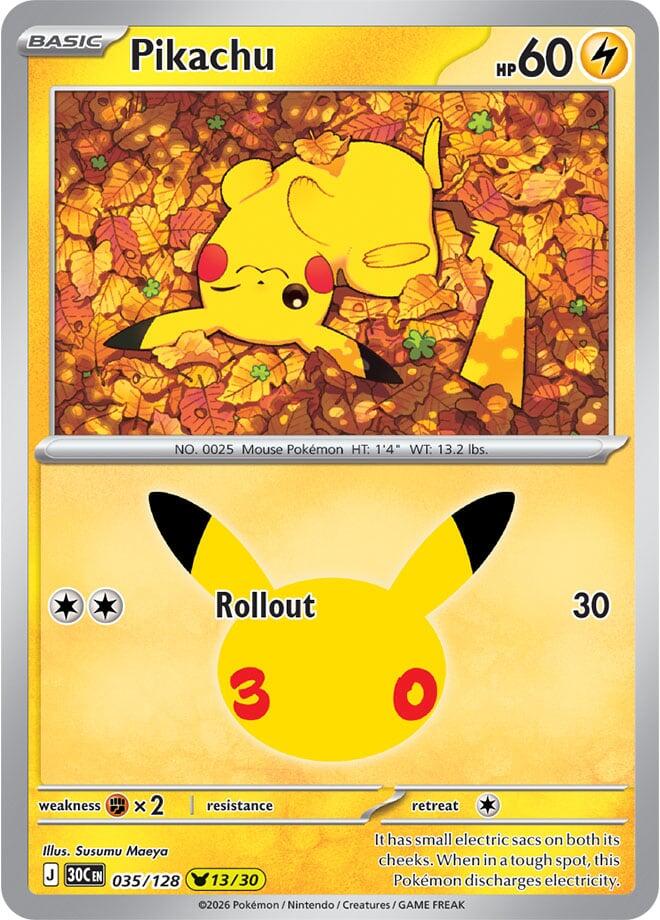 Pokemon Pikachu 035/128 30th Celebration