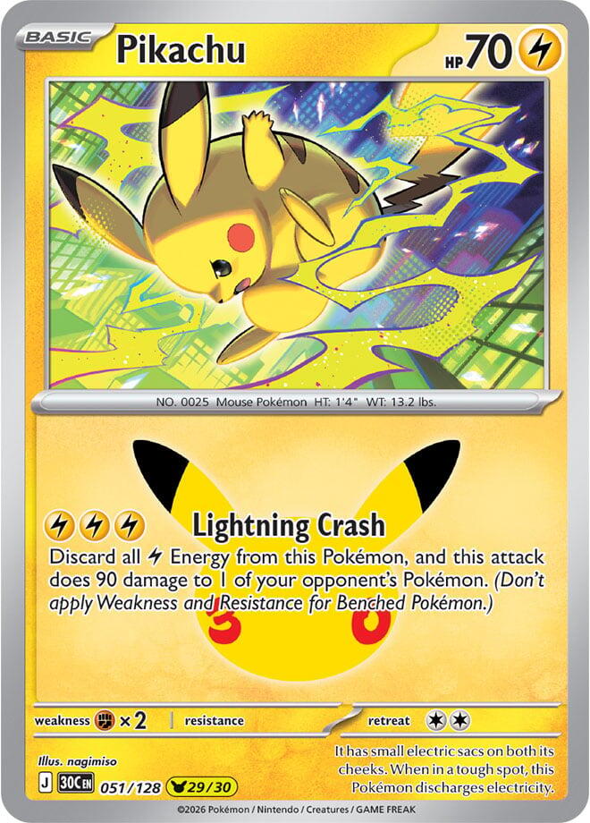 Pokemon Pikachu 051/128 30th Celebration
