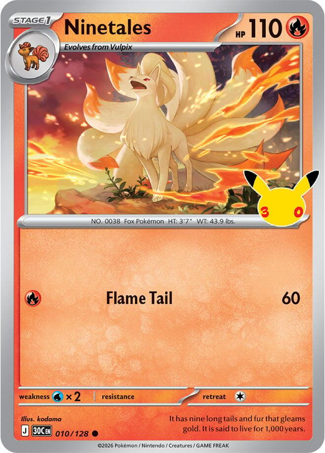 Pokemon Ninetales 010/128 30th Celebration
