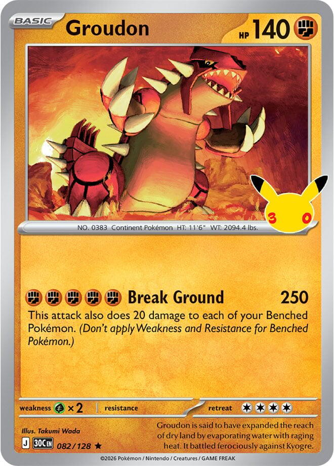 Pokemon Groudon 082/128 30th Celebration