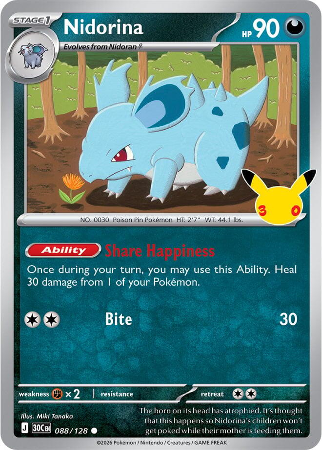 Pokemon Nidorina 088/128 30th Celebration