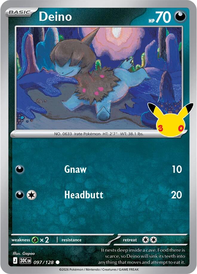 Pokemon Deino 097/128 30th Celebration