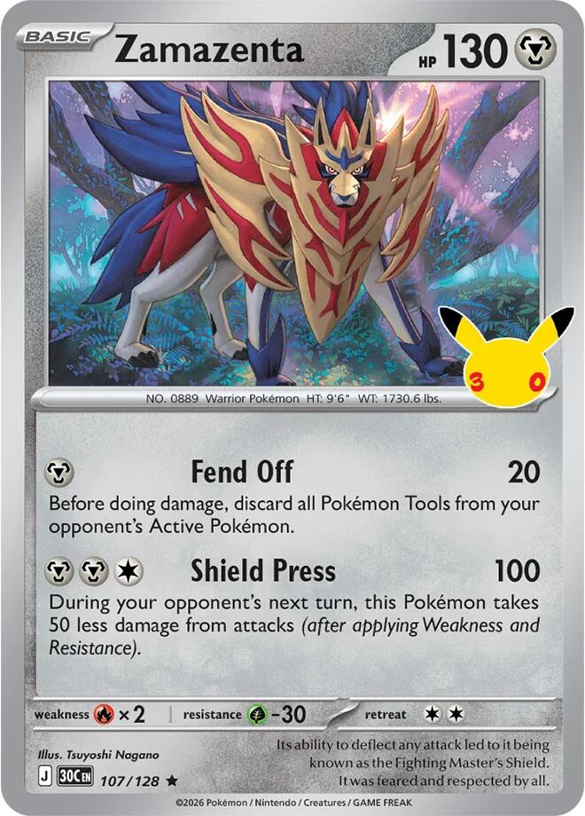 Pokemon Zamazenta 107/128 30th Celebration