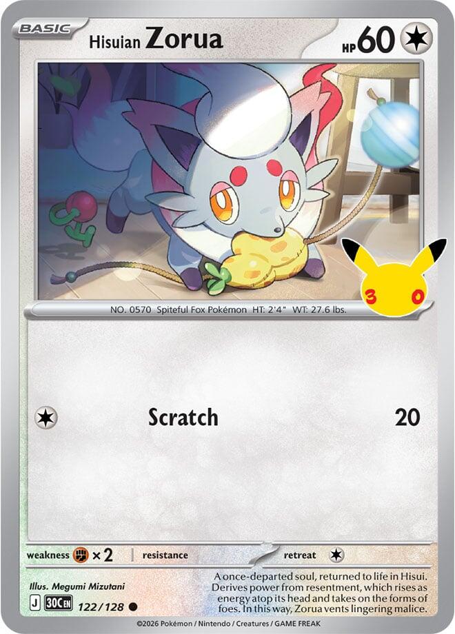 Pokemon Hisuian Zorua 122/128 30th Celebration