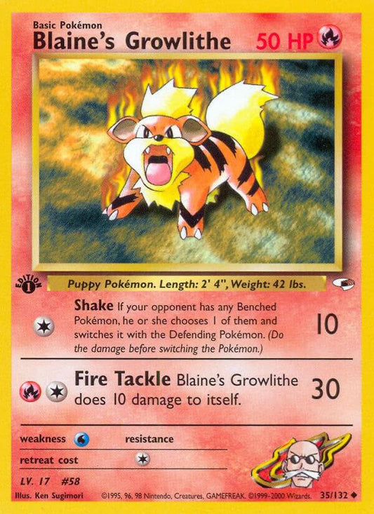 Pokemon Blaine's Growlithe 35/132 Gym Heroes