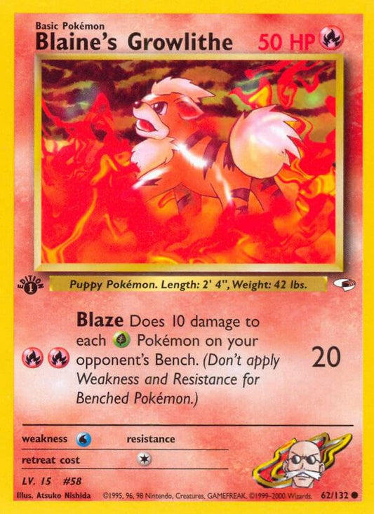 Pokemon Blaine's Growlithe 62/132 Gym Heroes