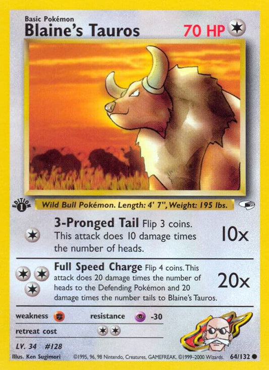 Pokemon Blaine's Tauros 64/132 Gym Heroes