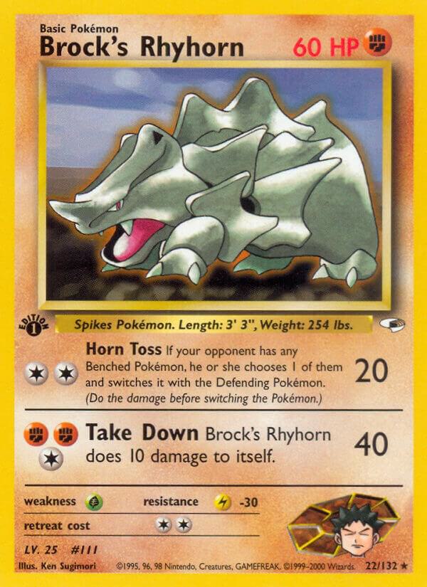 Pokemon Brock's Rhyhorn 22/132 Gym Heroes