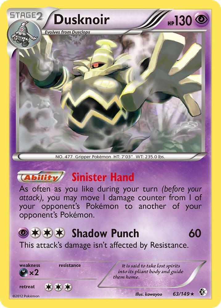 Pokemon Dusknoir 63/149 Boundaries Crossed