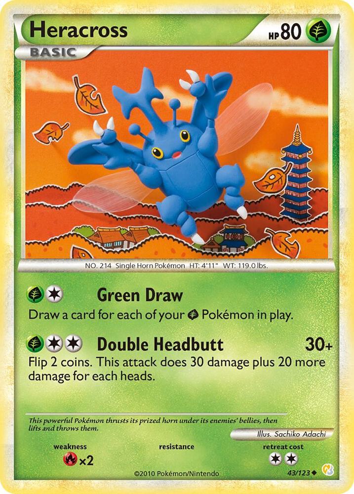 Pokemon Heracross 43/123 HeartGold & SoulSilver