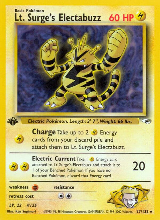 Pokemon Lt. Surge's Electabuzz 27/132 Gym Heroes