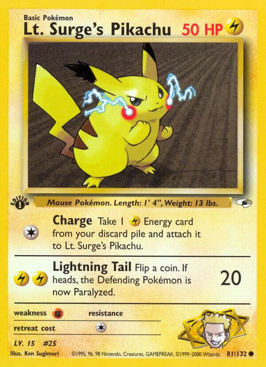 Pokemon Lt. Surge's Pikachu 81/132 Gym Heroes