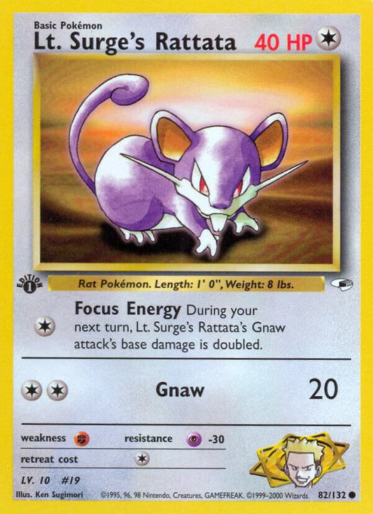 Pokemon Lt. Surge's Rattata 82/132 Gym Heroes